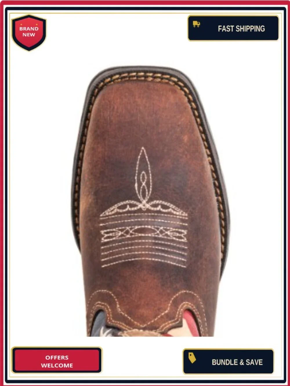 Durango Lady Rebel Flag RD4414 Western Boots - Mid-Calf Pull-On Square Toe